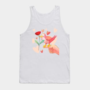 Bird Flower Illustration Tank Top